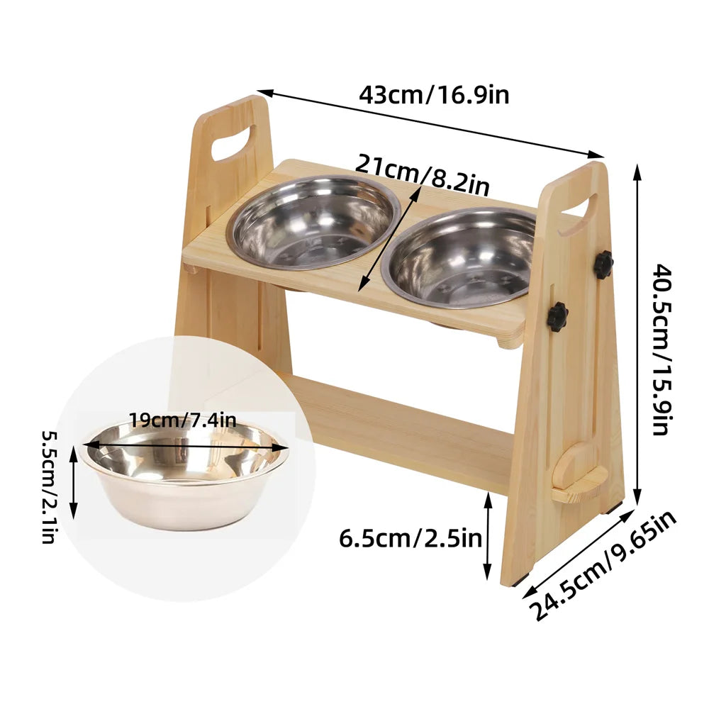 Adjustable Raised Dog Feeder Stand, Elevated Food & Water Bowl Station for Small, Medium & Large Dogs - Bond Well Supplies