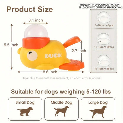 Dog Slow Feeder Bowl with Food Puzzle Toy, Duck-Shaped Interactive Treat Dispenser for Enrichment