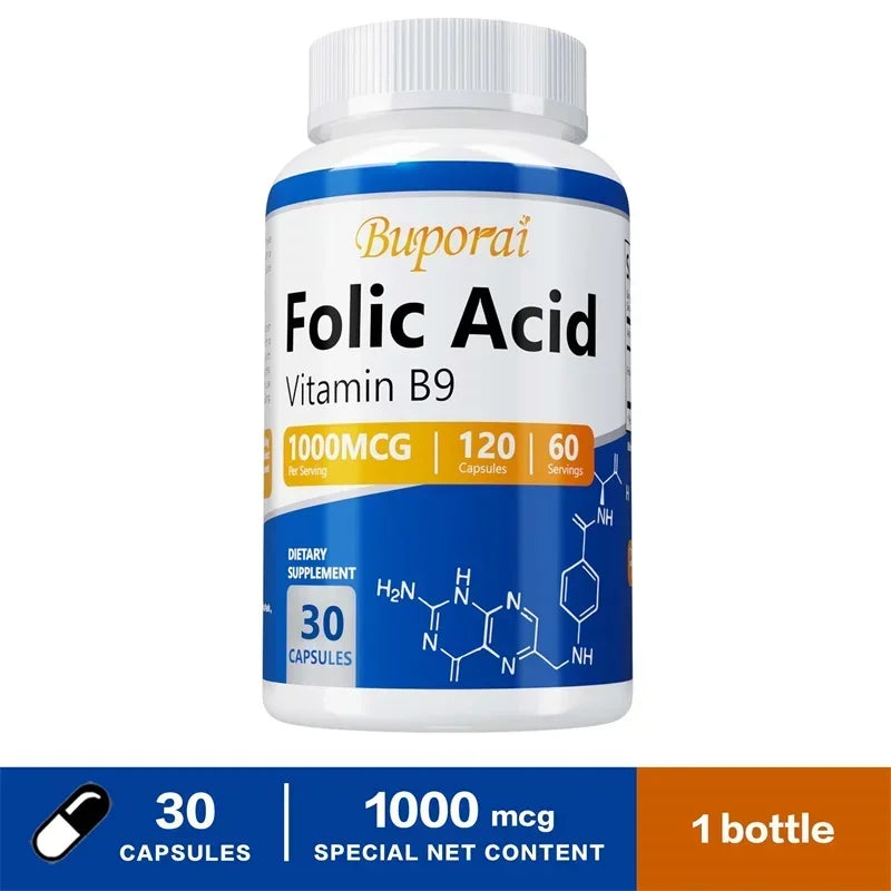 Folic Acid Supplement for Heart Health, Nervous System Health and Prenatal Support