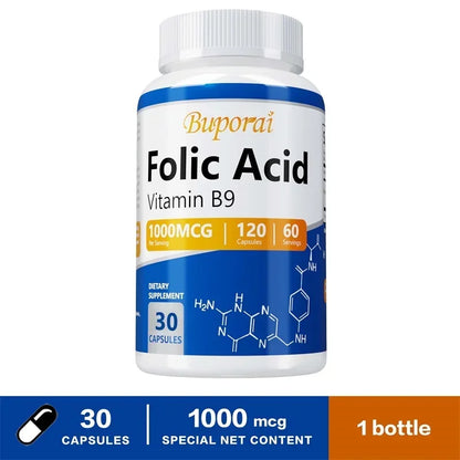 Folic Acid Supplement for Heart Health, Nervous System Health and Prenatal Support