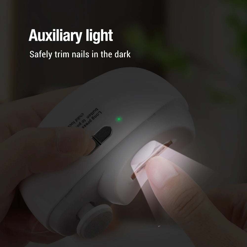 2-in-1 Electric Nail Trimmer for Baby and Adult, Anti-Splash Finger and Toe Nail Clipper