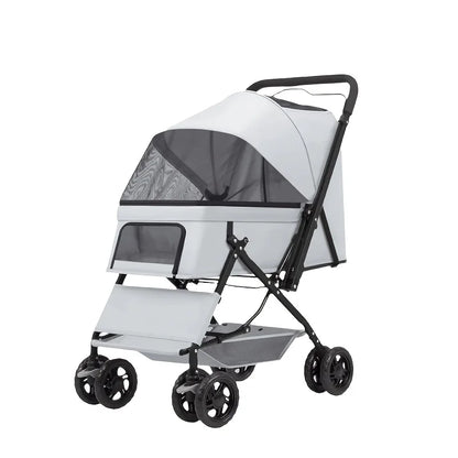 Premium 4-Wheel Dog & Cat Stroller, Large-Space Portable Pet Travel Cart for Small & Medium Pets