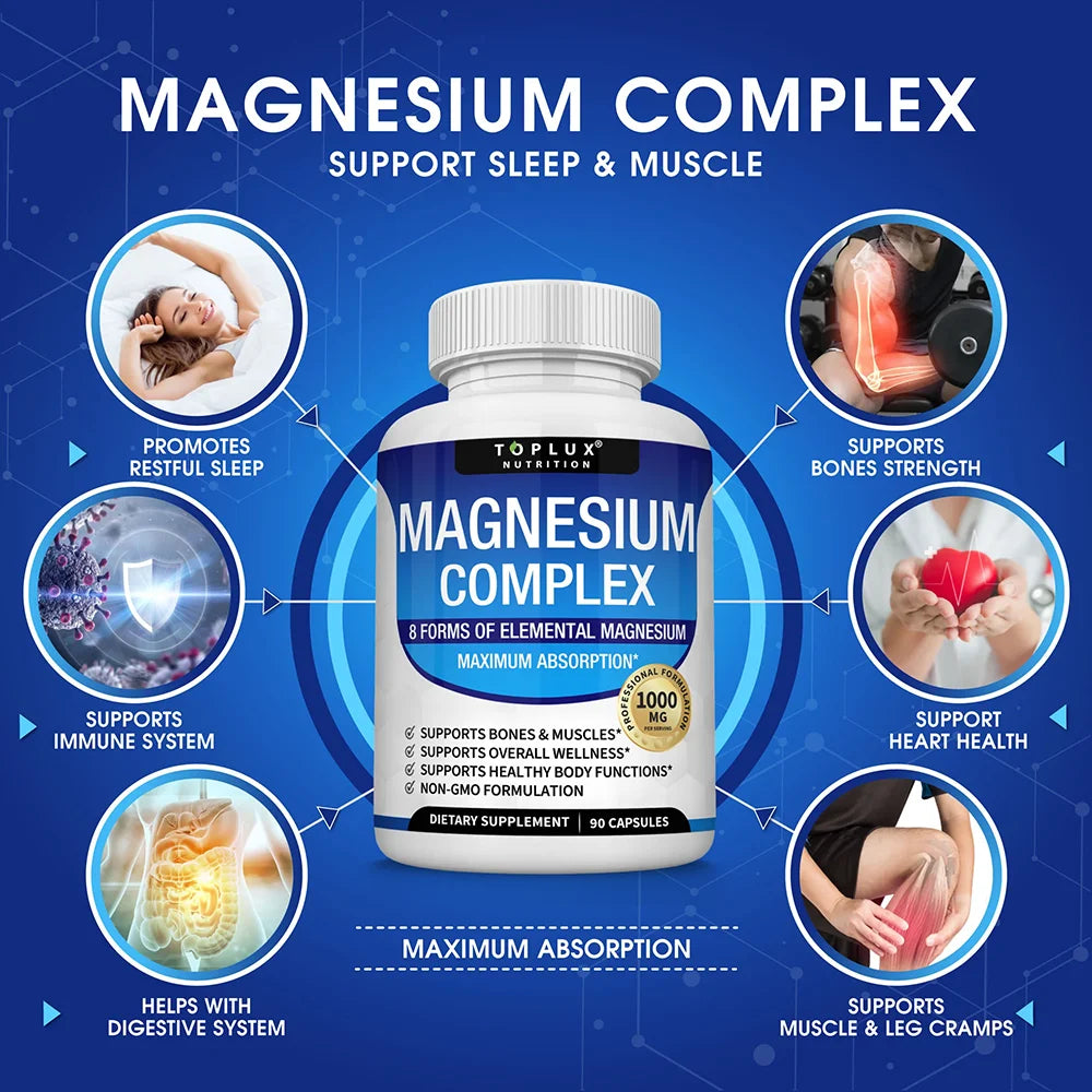 Magnesium Complex 1000mg Supplement with Glycinate, Citrate & Malate