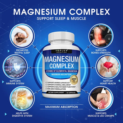 Magnesium Complex 1000mg Supplement with Glycinate, Citrate & Malate