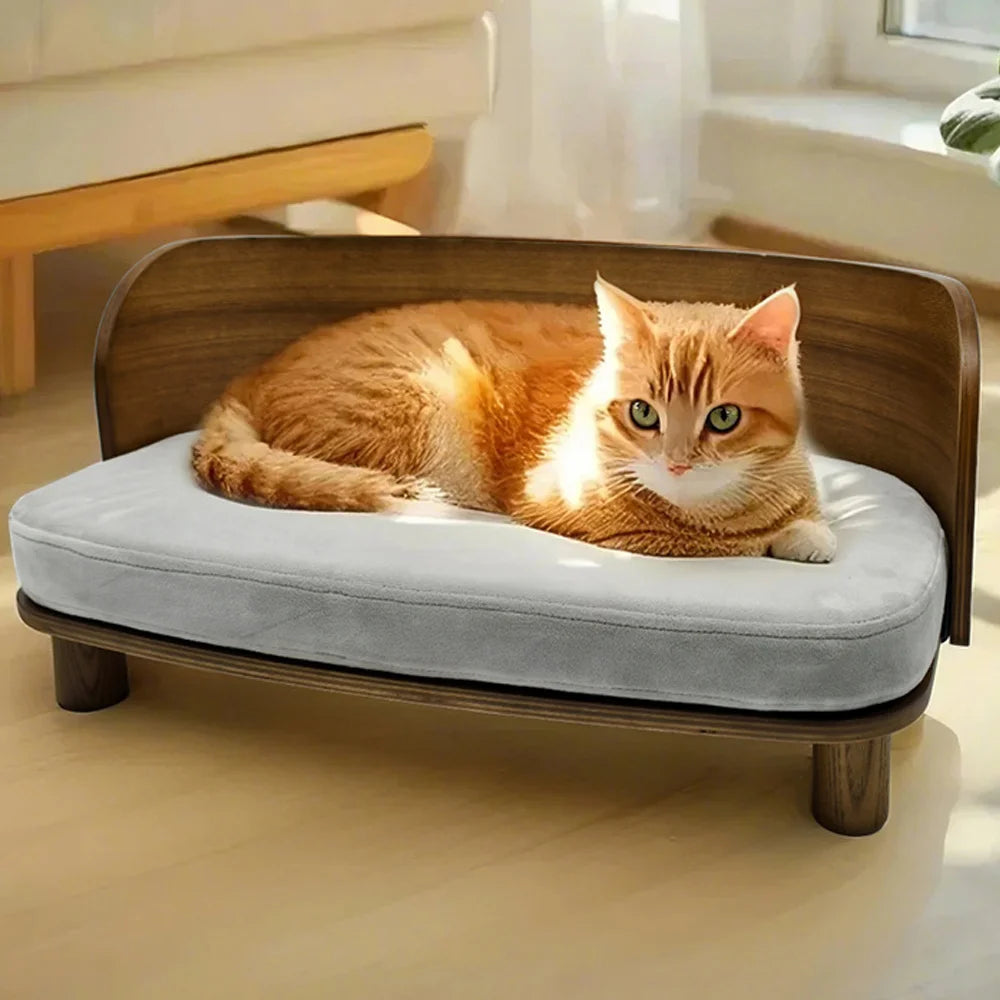 Wooden Pet Couch Bed, Elevated Small Dog Sofa with Comfortable Cushion for Puppies & Kitte - Bond Well Supplies