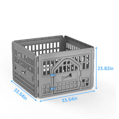 Foldable Plastic Dog Playpen, 4-Panel Pet Exercise Fence for Small & Medium Dogs, Indoor Outdoor