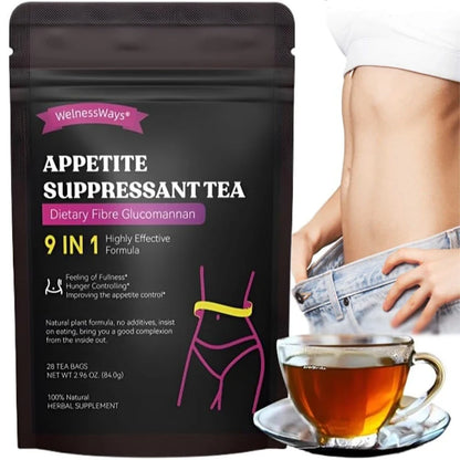Appetite Suppressant Green Tea, Fullness Support & Dietary Supplement, 28 Tea Bags - Bond Well Supplies