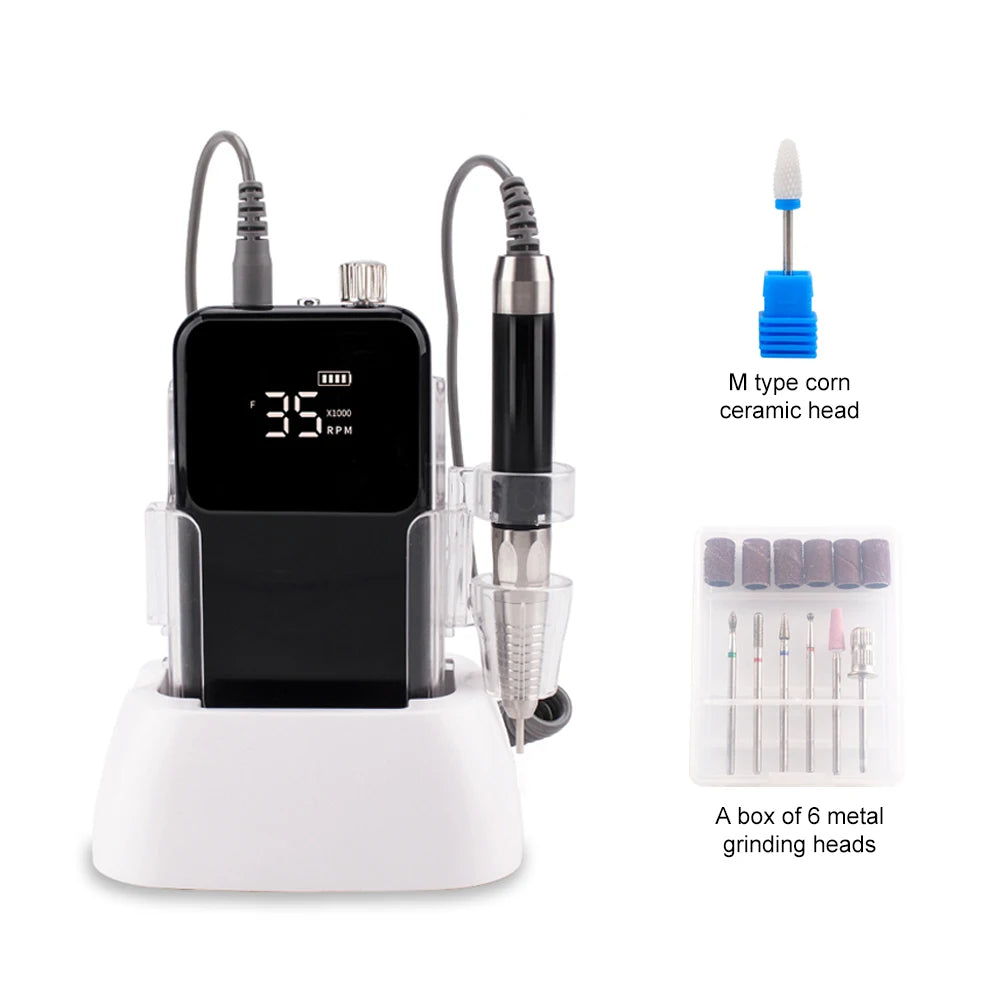 Rechargeable Brushless Nail Drill Machine, 35000RPM Cordless Electric Manicure Tool - Bond Well Supplies