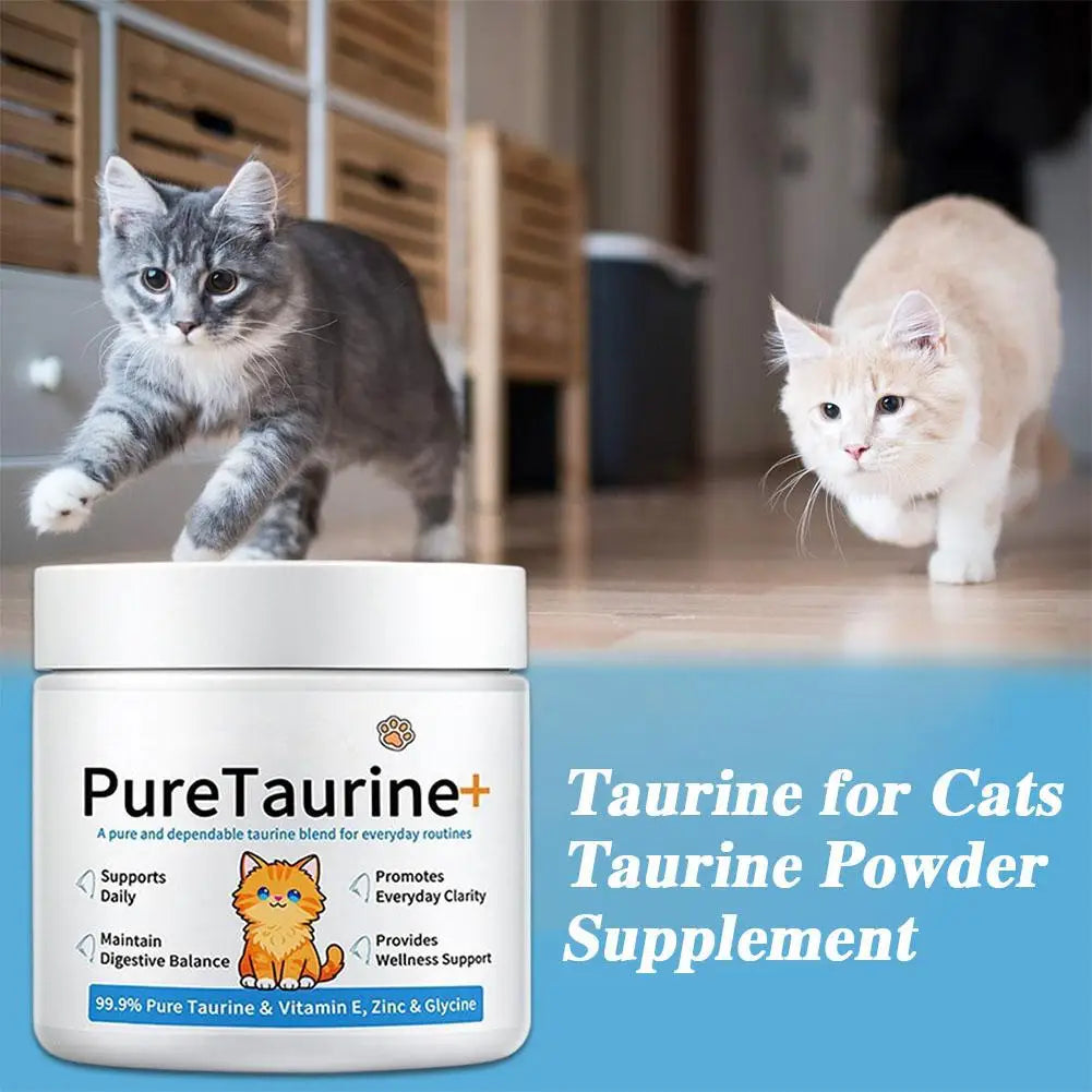 Cat Wellness Powder Supplement, 200g 99.9% Pure Taurine with Vitamin E & Zinc for Sensitive Pets SEO-Optim - Bond Well Supplies