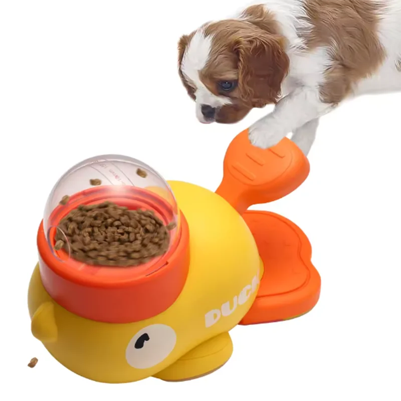 Interactive Yellow Duck Dog Puzzle Feeder, Slow Feeding Treat Dispenser Toy with Anti-Slip Bottom for Dogs, Puppies & Cats