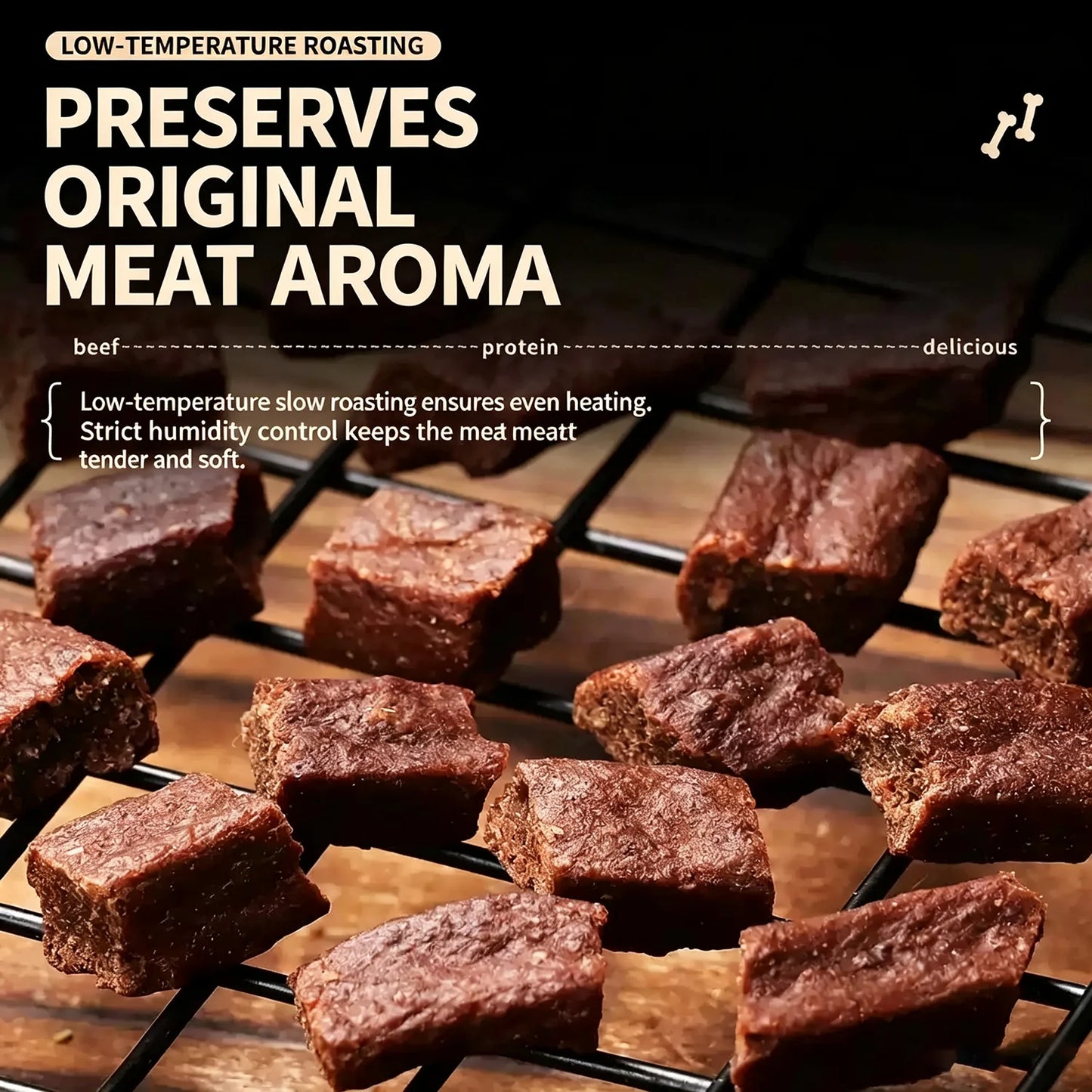 Premium Beef Jerky Treats for Dogs, Bite-Sized High-Protein Snacks and Meal Topper, Cat Friendly