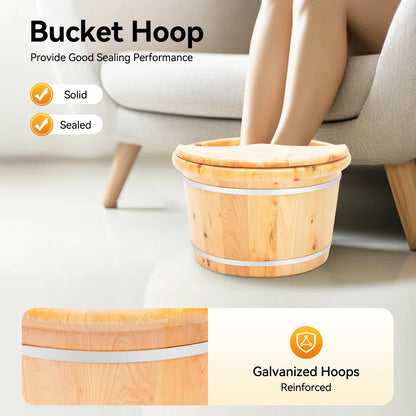 Freestanding Foot Bath Basin with Cedar Wood Finish, Foot Soaking Tub for Home Spa and Foot Care