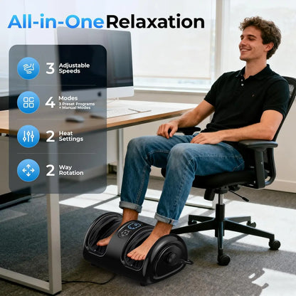 Shiatsu Foot and Calf Massager with Heat, Air Compression, Vibration and Deep Kneading