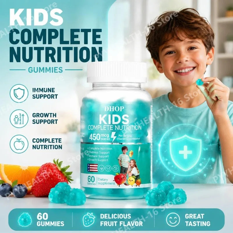 Kids Multivitamin Gummies, DHOP Vitamin D3, C, Zinc & B Vitamins, Daily Nutrition & Wellness Support - Bond Well Supplies