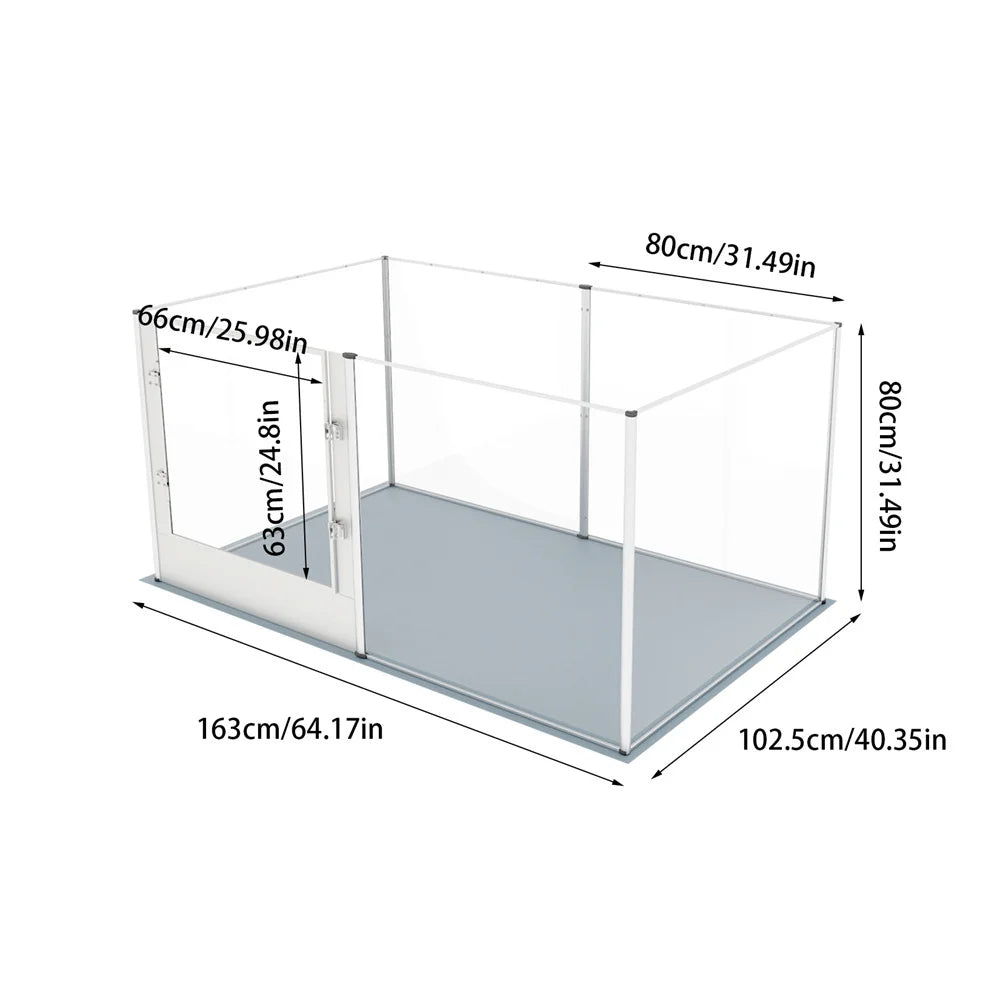 Large Acrylic Dog Playpen with Waterproof Whelping Pad, Clear Indoor Puppy Enclosure & Pet Fence
