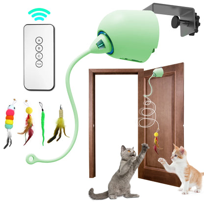 Interactive Hanging Cat Feather Toy, Automatic Electric Cat Toy for Indoor Cats