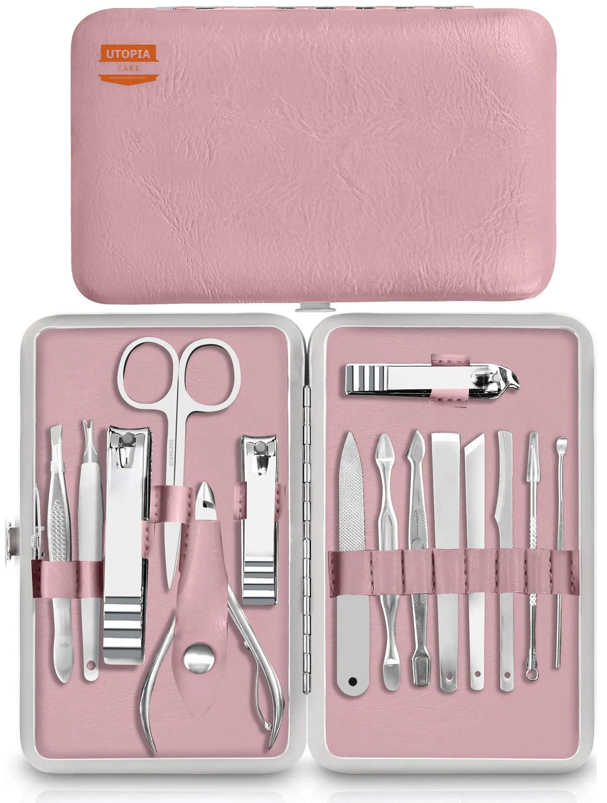 Professional Manicure & Pedicure Set, 15-Piece Nail Clippers & Nail Care Tools with Travel Case, Purple - Bond Well Supplies