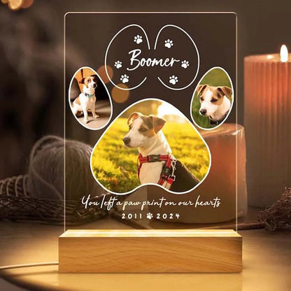 Custom Pet Photo Night Light, Personalized Acrylic Plaque for Dog and Cat Memorial Gifts