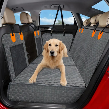 Waterproof Dog Car Seat Cover, Hard-Bottom Back Seat Protector with Extender for Travel - Bond Well Supplies