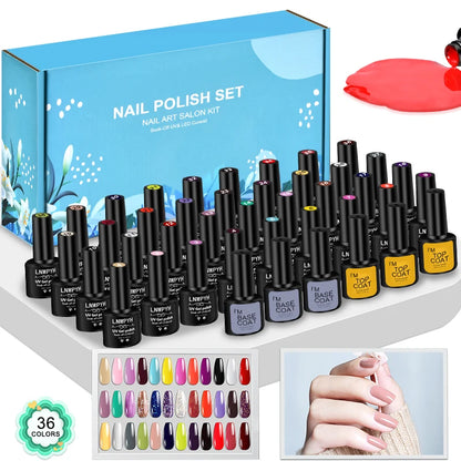 42PCS Gel Nail Polish Kit, UV LED Semi-Permanent Hybrid Varnish Set with Base & Top Coat for Manicure & Nail Art - Bond Well Supplies