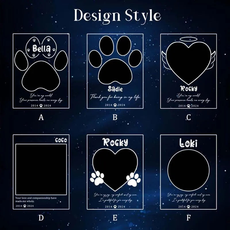 Custom Pet Photo Night Light, Personalized Acrylic Plaque for Dog and Cat Memorial Gifts