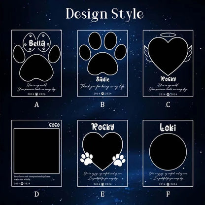 Custom Pet Photo Night Light, Personalized Acrylic Plaque for Dog and Cat Memorial Gifts