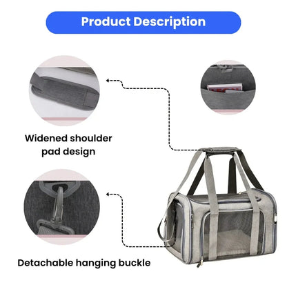 Breathable Mesh Cat Carrier Bag, Portable Shoulder Pet Carrier for Small Dogs and Cats