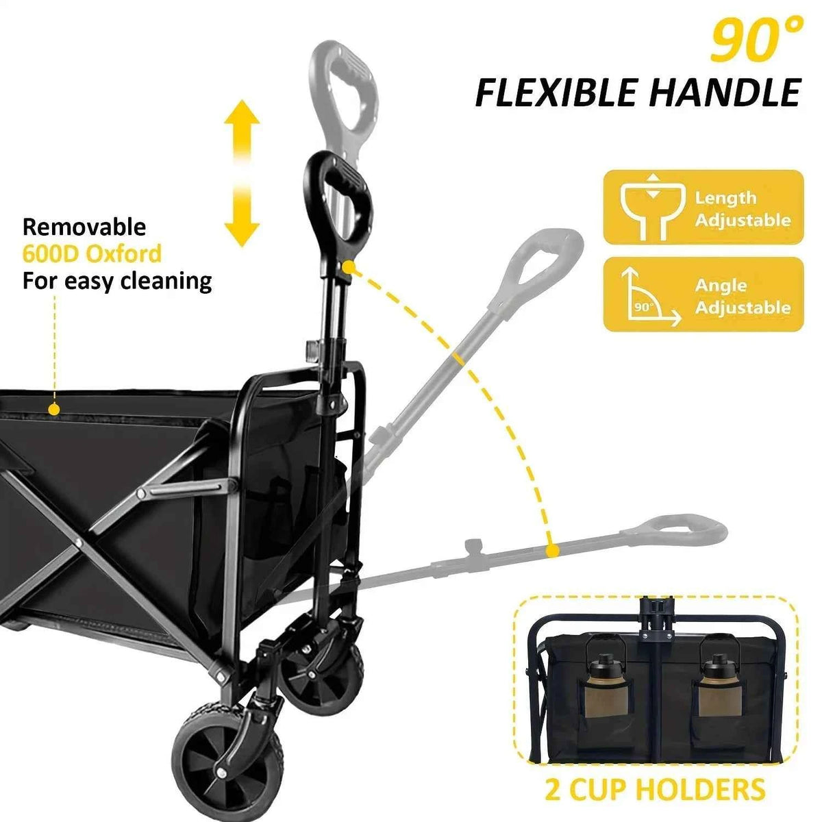 Heavy-Duty Foldable Pet Stroller, Rolling Dog & Cat Carrier Cart with Multiple Storage Compartments