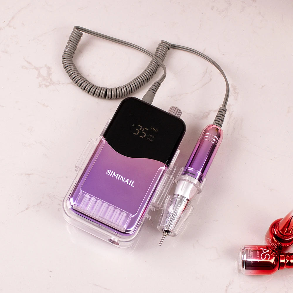 SIMINAIL Rechargeable Nail Drill Machine, 35000RPM Portable Electric E-File with Manicure Bit Set - Bond Well Supplies