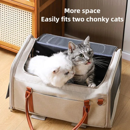 Breathable Pet Carrier with Wheels, Foldable Travel Trolley for Cats and Dogs