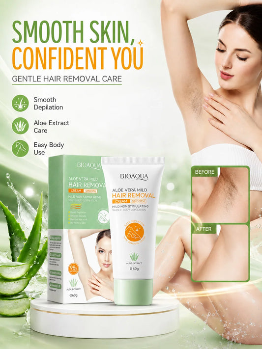 Moisturizing Hair Removal Cream with Aloe Vera, Gentle Body Depilatory for Women & Men - Bond Well Supplies