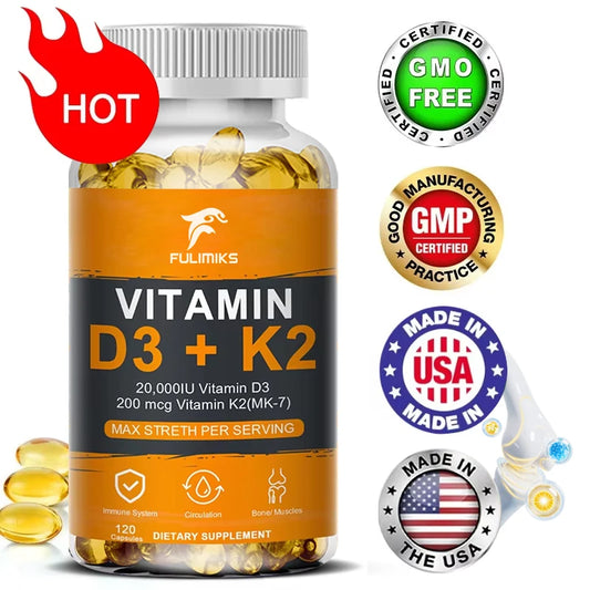 Vitamin D3 K2 Supplement 20,000 IU, Bone & Teeth Wellness with Calcium Absorption & Heart Support - Bond Well Supplies