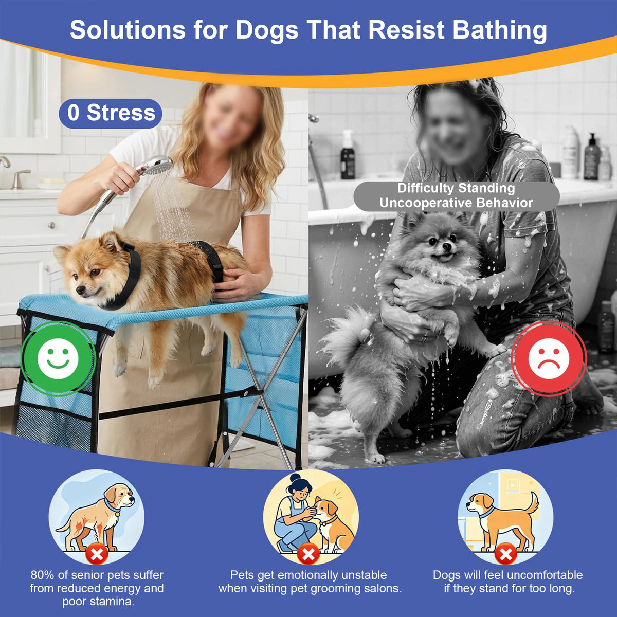 Portable Dog & Cat Grooming Table, Foldable Pet Bathing Stand with Fixed Leash & Anti-Slip Surface - Bond Well Supplies