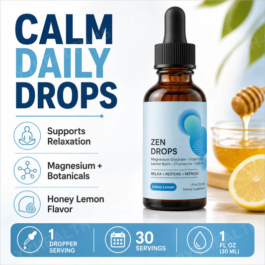 Liquid Magnesium Glycinate with Vitamin D3, L-Theanine & Lemon Balm, Vegan Adult Supplement, 30 Servings - Bond Well Supplies