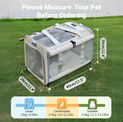 Large Foldable Pet Carrier Bag for Cats & Small Dogs, Breathable Soft-Sided Travel Tote with Top Window & Luggage Strap