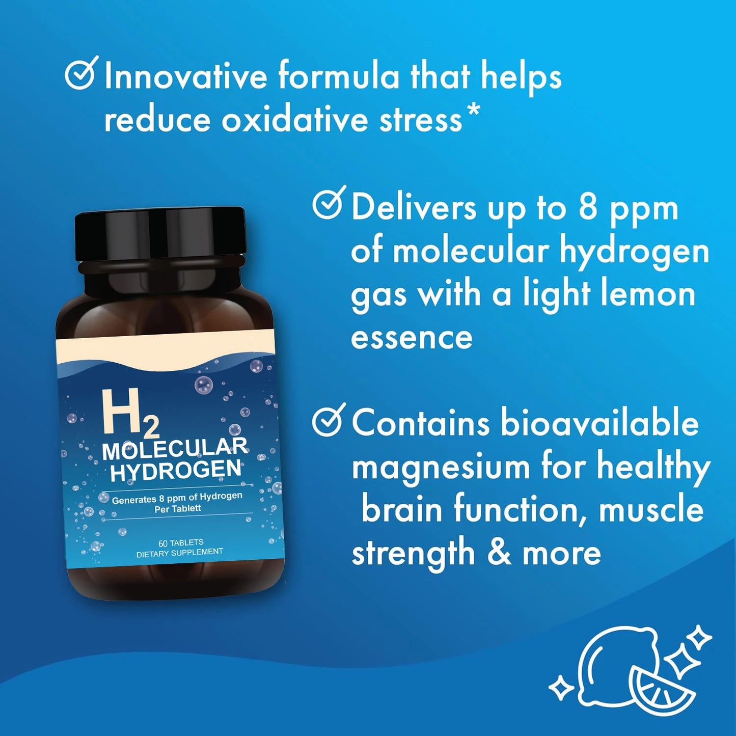 Hydrogen Supplement with Elemental Magnesium for Cellular Health and Cognitive Wellness