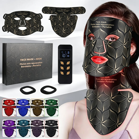 LED Facial Light Therapy Mask, 8 Colors, 850nm Near-Infrared Red Light with Soft Silicone Neck Design - Bond Well Supplies