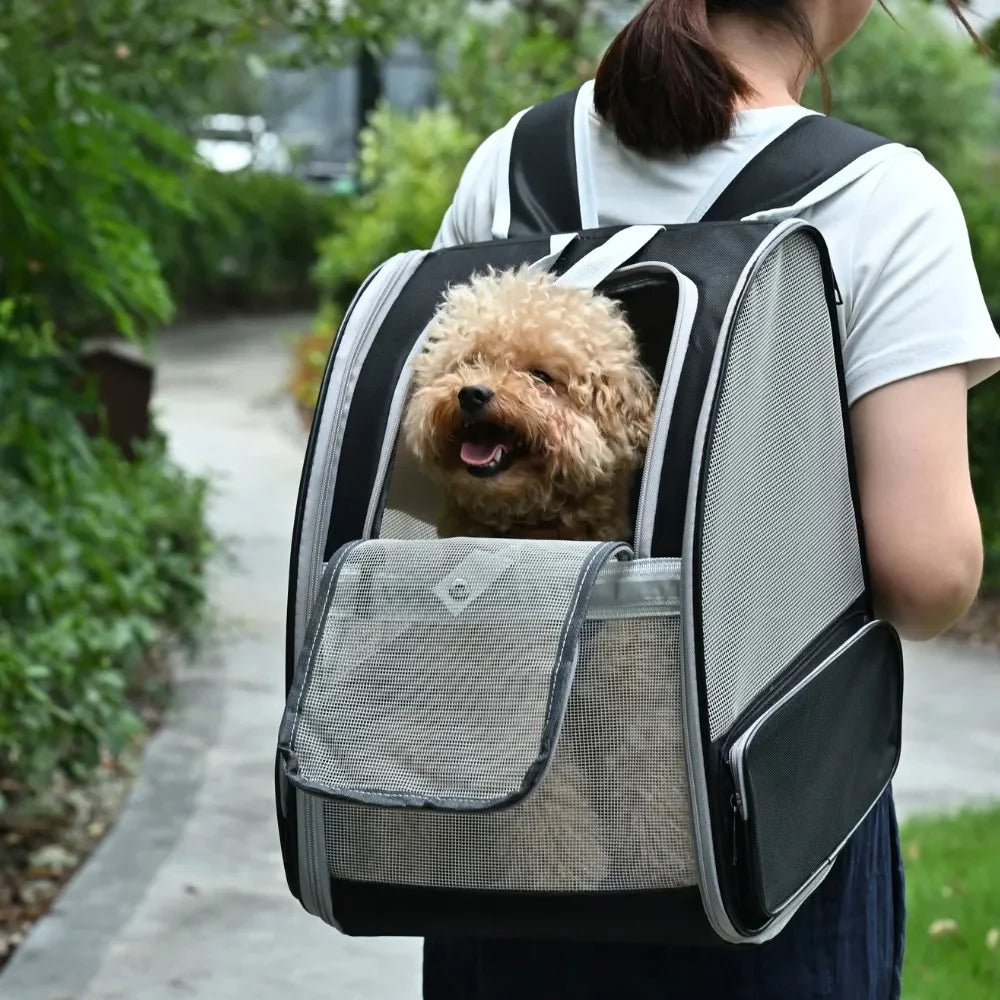 Spacious Pet Carrier Backpack, Breathable Oxford Fabric Travel Bag for Cats and Small Dogs