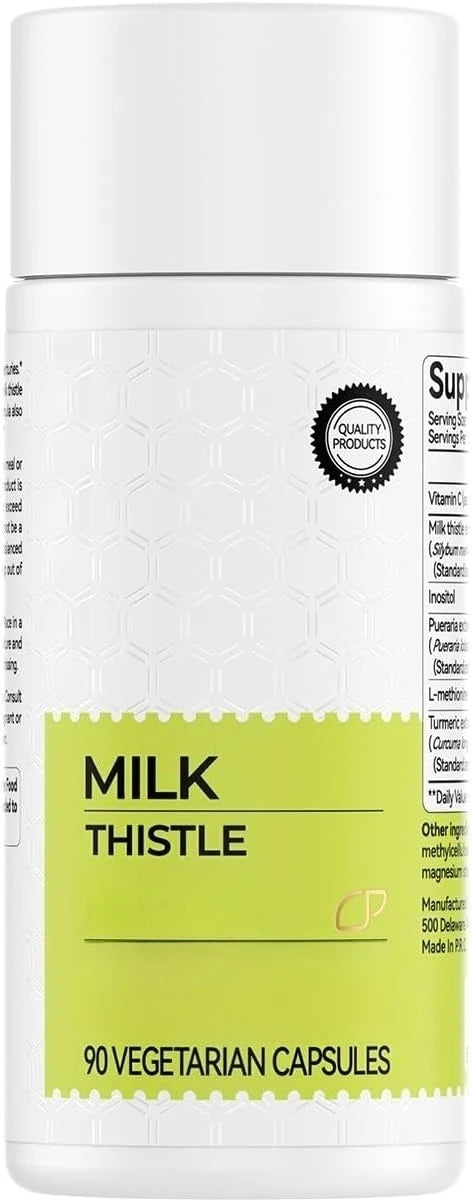 Milk Thistle Herbal Supplement 300mg with Vitamin C & Inositol, 90 Capsules, Non-GMO & Gluten-Free - Bond Well Supplies