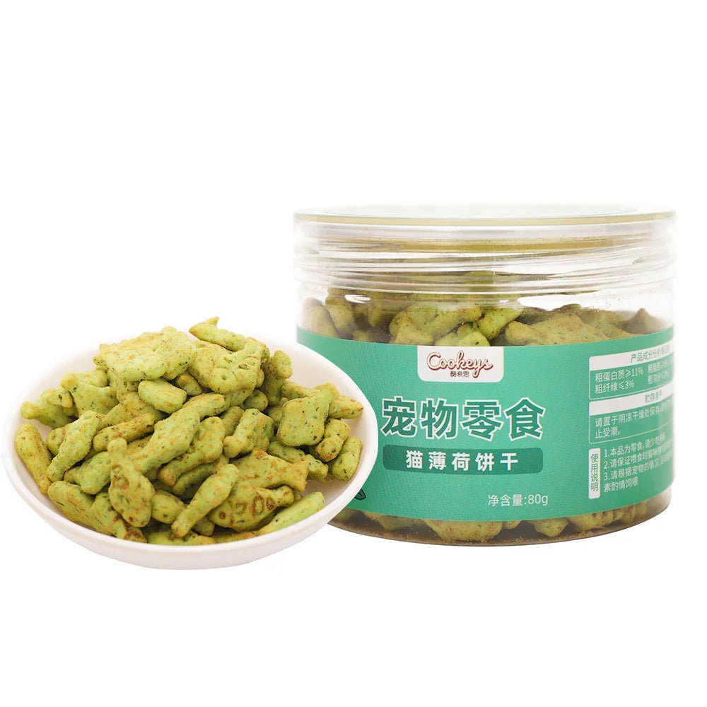 Mint Cat Biscuits, Crunchy Pet Treats for Cats, Daily Reward & Chewing Snack - Bond Well Supplies