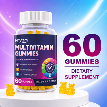 Adult Multivitamin Bear Gummies, 14-in-1 Vitamins & Minerals with Vitamin C, Zinc & B Vitamins, 60 Count - Bond Well Supplies