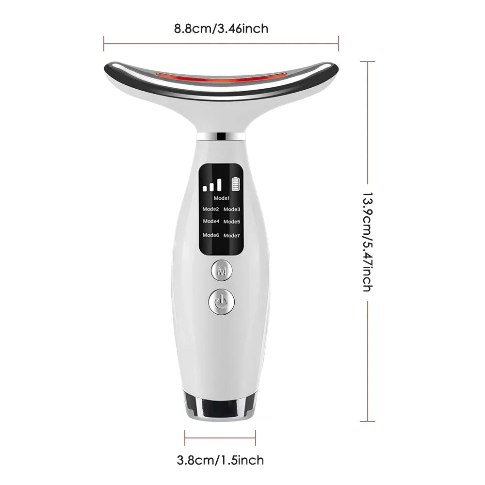 Electric Face & Neck Massager, 7-Color LED Light with Heating & Vibration Massage - Bond Well Supplies