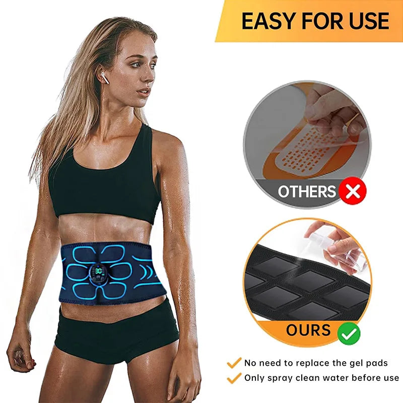 Rechargeable EMS Muscle Toning Belt, Electronic Stimulator for Abdomen, Arms & Body Training