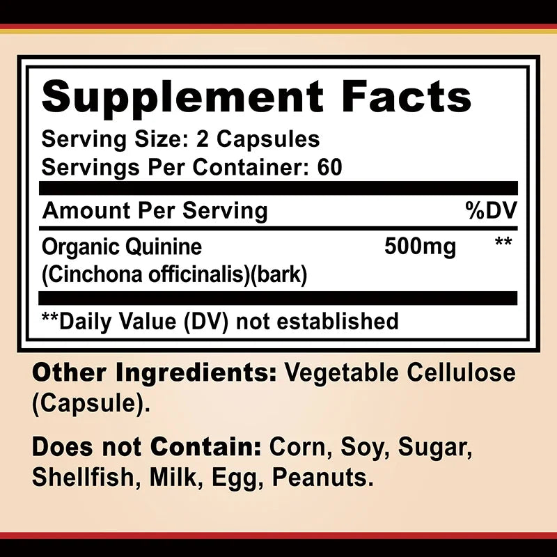 Premium Quinine Capsules for Daily Nutritional Support, Made in the USA