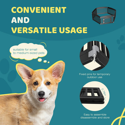 JHK 6-Panel Plastic Dog Playpen, 24-Inch Expandable Pet Fence for Indoor and Outdoor Use