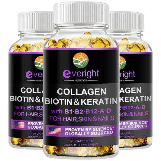 Biotin, Collagen & Keratin Supplement for Men & Women, Hair, Skin & Nail Support with B Vitamin Complex - Bond Well Supplies