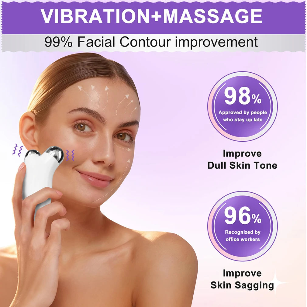 Electric V-Face Lift Device, EMS Microcurrent Facial Roller with LED Light for Skin Care - Bond Well Supplies