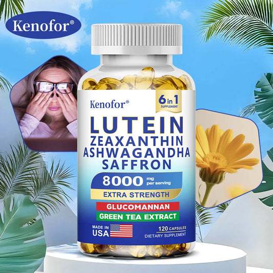 Lutein & Zeaxanthin Supplement 8000mg with Saffron, Eye Vitamins for Adults, Vision & Eye Wellness Support - Bond Well Supplies