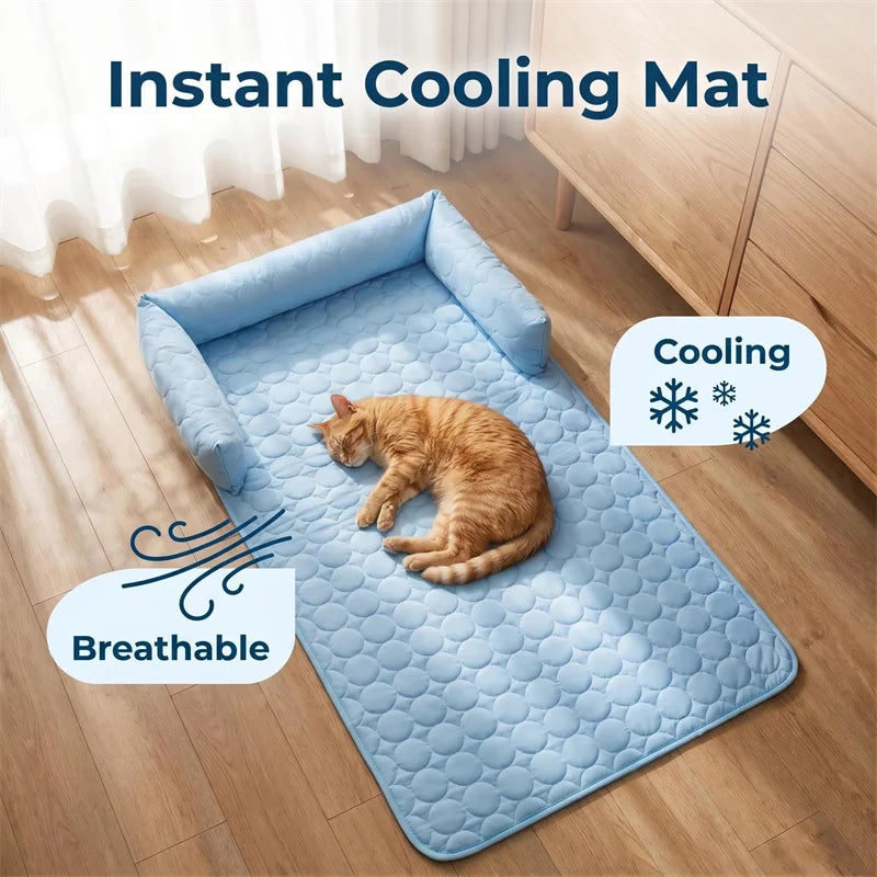 Summer Cooling Mat for Dogs and Cats, Reusable Pet Cooling Bed with Durable Fabric
