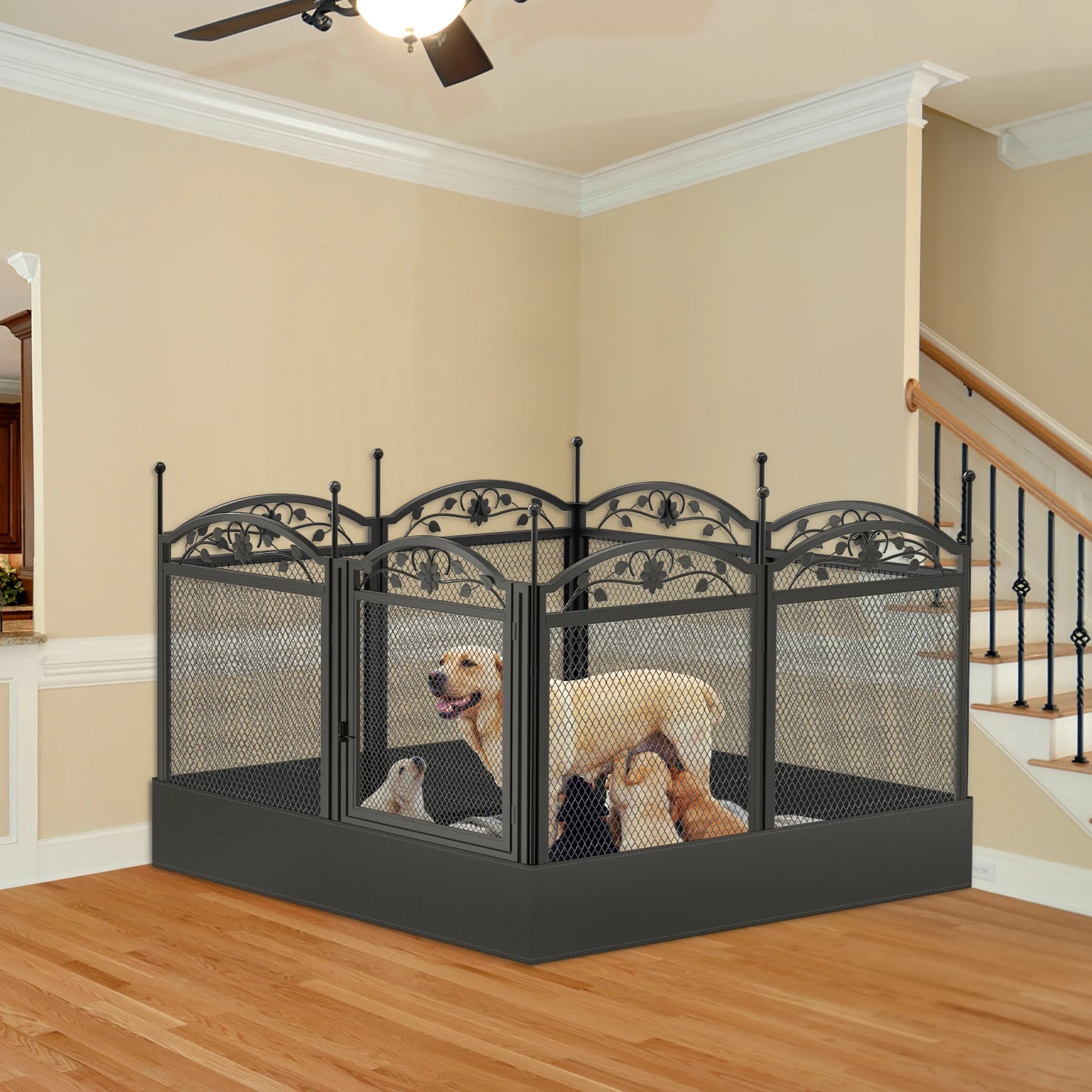 Heavy-Duty Metal Puppy Playpen, 8-Panel Indoor & Outdoor Dog Exercise Pen with Waterproof Whelping Pad